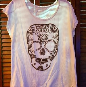 Gold Beaded Skeleton Design cream tunic shirt
